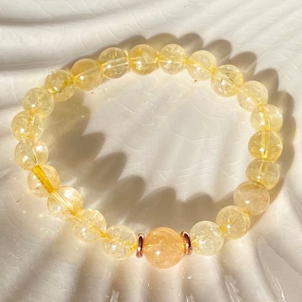 8mm Citrine Beaded Bracelet